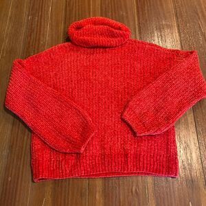 Pink Rose Women’s RedCropped Chenille Turtleneck Sweater XS